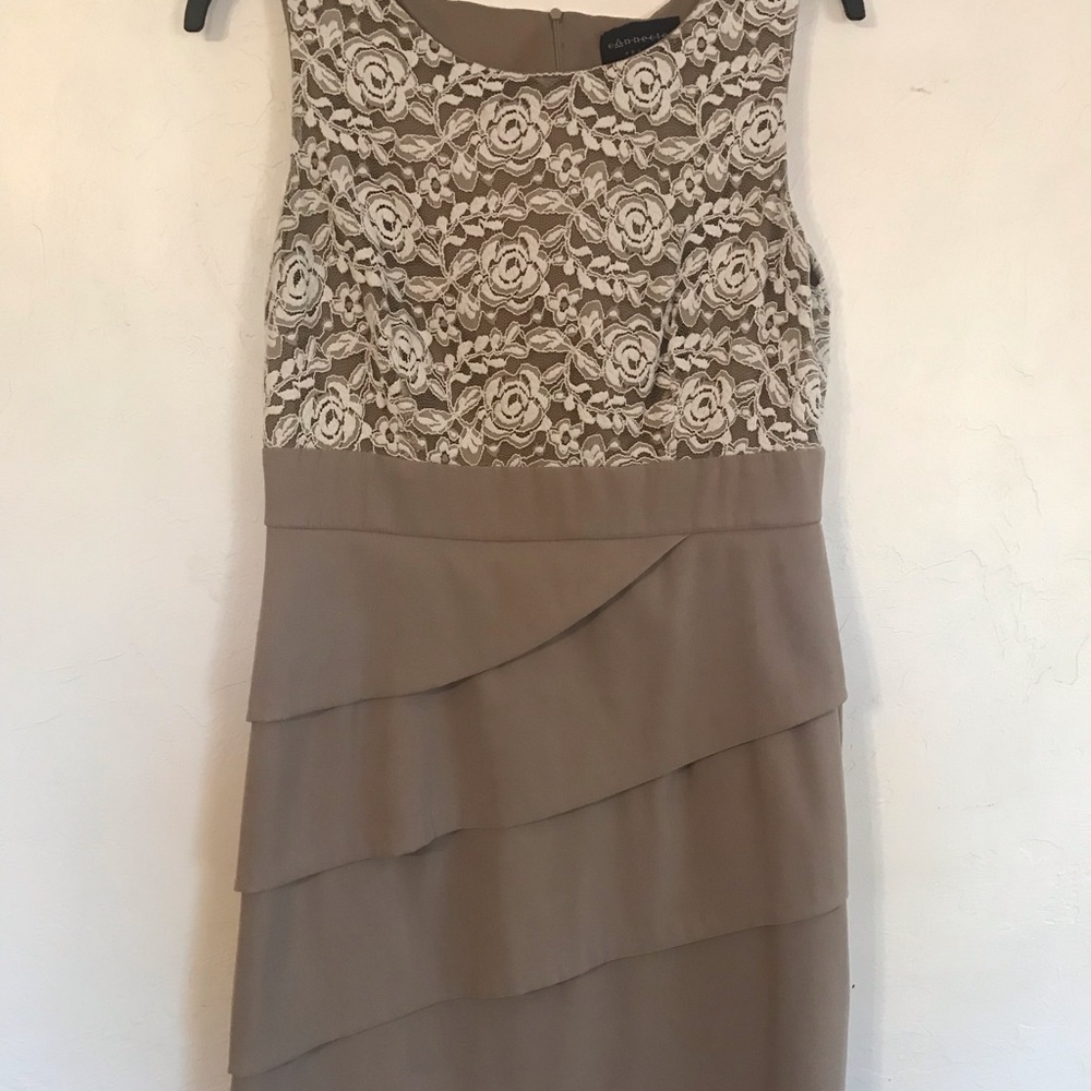 White lace and Tan dress